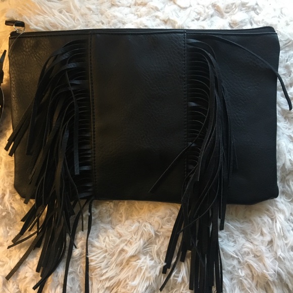 NWT Large black vegan leather makeup pouch - Picture 1 of 4
